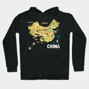 China illustrated map Hoodie